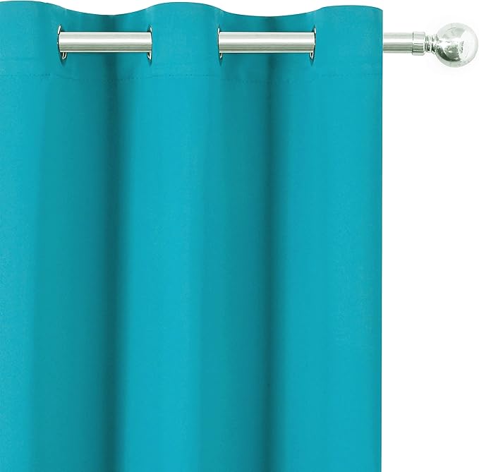LEMOMO Teal/Turquoise Kids Blackout Curtains for Bedroom/52 X 84 Inch/Set of 2 Panels Thermal Insulated Living Room Curtains
