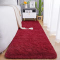Chicrug Soft Runner Rug for Bedroom Living Room Plush Fluffy Rugs 2x6 Feet, Shag Furry Runner Rug Carpet Non Shedding for Nursery Children Kids Girls Room Home Decorative, Wine Red