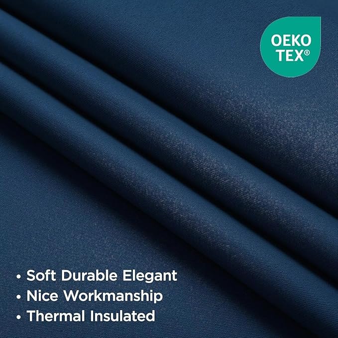 Joydeco Blackout Curtains 84 Inch Length 2 Panels Set, Thermal Insulated Long Curtains& Drapes 2 Burg, Room Darkening Grommet Drapes for Living Room Bedroom Window (Navy Blue, W52 x L84 Inch)