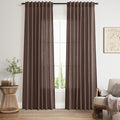 Nanspring Cappuccino Linen Curtains 84 Inch Length 2 Panels Set for Living Room Back Tab Light Filtering Semi Sheer Curtain for Bedroom Simple Style Drapes, 52x84 inch, 2 Panels