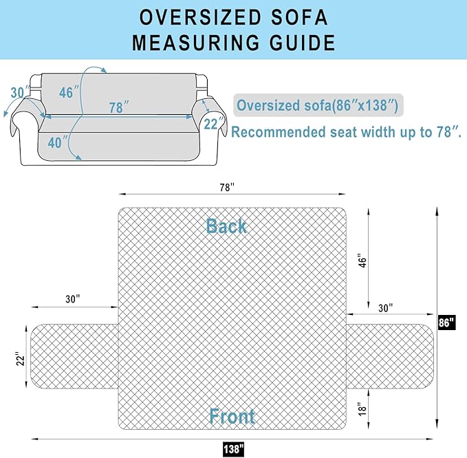 Reversible Oversized Sofa Covers Couch Cover Furniture Protector for Dogs Elastic Straps Water Resistant(XLSofa,Sand/Beige)