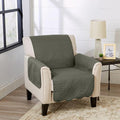 Great Bay Home Reversible Chair Cover - Washable Slipcover Furniture Protector with Elastic Straps - Perfect for Kids & Pets - Quilted & Stitched Detail (Sage Green/Light Gray)
