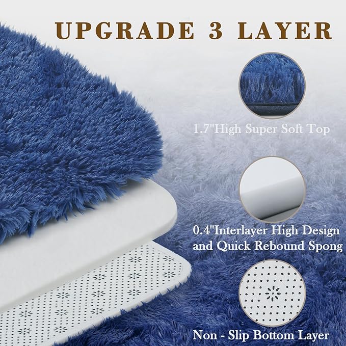 Rugs for Living Room 6x9, Alfombras para Salas Shag Large Plush Soft Area Rug, Shaggy Carpets for Bedroom, Kids Boys Girls Home Decor Aesthetic(Royal Blue, 6 x 9)