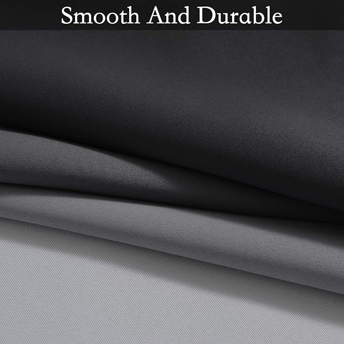 SimpleHome Ombre Room Darkening Curtains for Living Room, Light Blocking Gradient Black to Grey White Thick Thermal Insulated Grommet Window Curtains/Drapes for Bedroom, 2 Panels, 52x63 inches Length