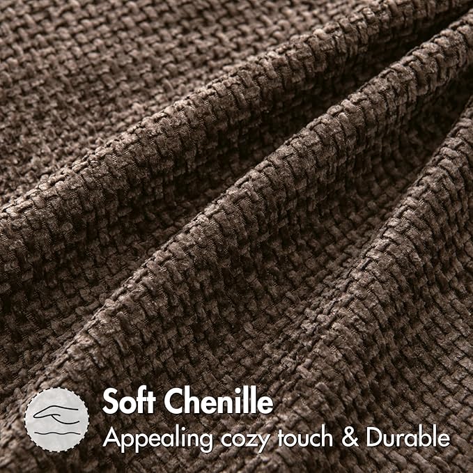 MIULEE Pack of 2 Couch Throw Pillow Covers 18x18 Inch Neutral Dark Brown Boho Accent Decorative Pillow Covers Soft Chenille Farmhouse Cushion Covers for Home Decor Bed Sofa Living Room