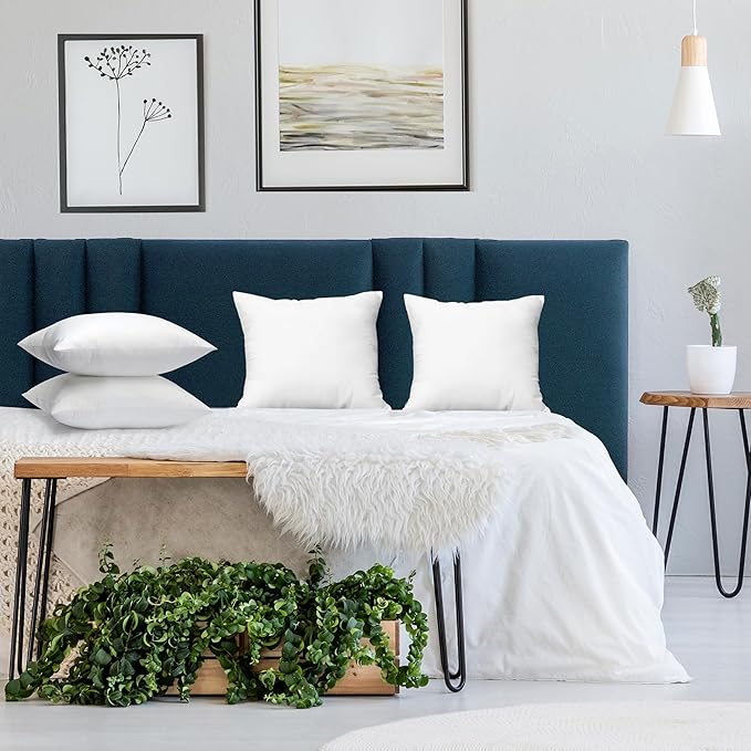 Utopia Bedding Throw Pillows (Set of 4, White) – 14 x 14 Inches Down Alternative Pillows for Bed, Sofa, and Couch - Fluffy Decorative Stuffer Pillow for Indoors & Outdoors