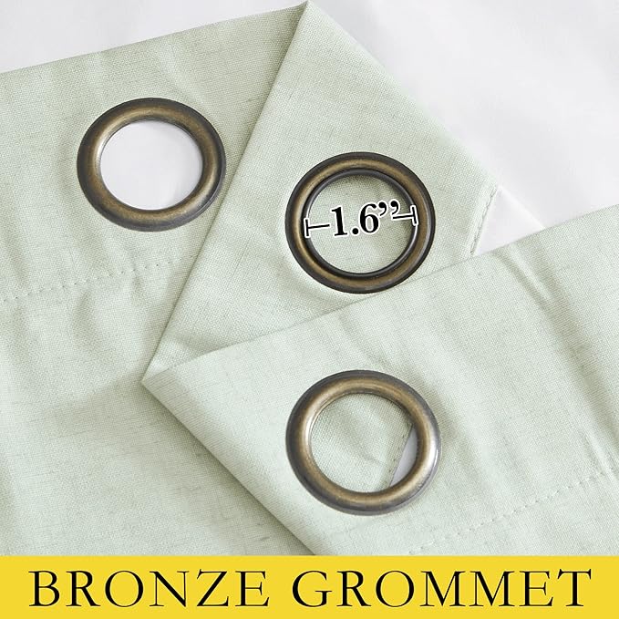 NICETOWN Sage Green High-End Thermal Flax Linen Curtains, 52" Wide Per Panel, Set of 2, Full Blackout Privacy Drapes 72 Inches Long for Dining Room, Soundproof Window Treatment Panels for Hall Room