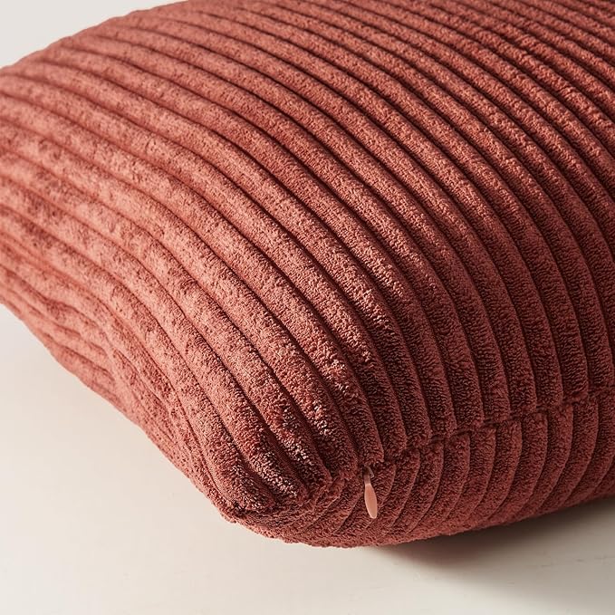 Topfinel Throw Pillow Cover 4pc Set - Multi Yellow Burnt Orange Combo - 22" x 22" Solid Cozy Corduroy Square Accent Decorative Cushion Case for Couch Sofa Chair Bed