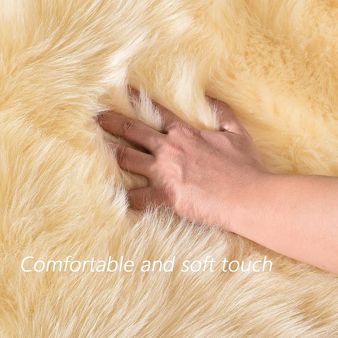 Latepis 8x10 Yellow Area Rug for Living Room Faux Sheepskin Fur Rugs for Bedroom Bedside Plush Fuzzy Soft Furry Rug Luxury Home Decor