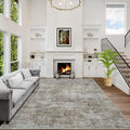 6x9 Area Rugs Washable Rug: Large Modern Abstract Living Room Rug Soft Anti-Skid Thin Carpet Indoor Floor Non-Shedding Carpets for Bedroom Dining Room Farmhouse Nursery Home Office Brown Black