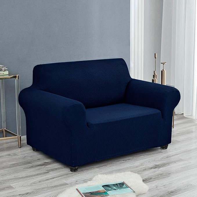 Joccun Stretch Chair Couch Cover,1-Piece Sofa Slipcover Spandex Jacquard Fabric Sofa Covers with Elastic Bottom,Washable Furniture Protector for Dogs,Cats,Kids(Armchair,Navy)