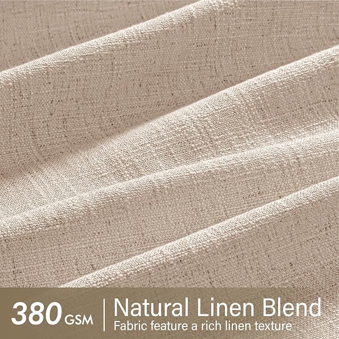 MIULEE Pinch Pleated Thick Linen Curtains 84 Inches Long 2 Panels for Living Room Bedroom, Linen Textured Memory Trained Drapes Pleat Back Tab Light Filtering Sand Beige Window Curtains with Hooks