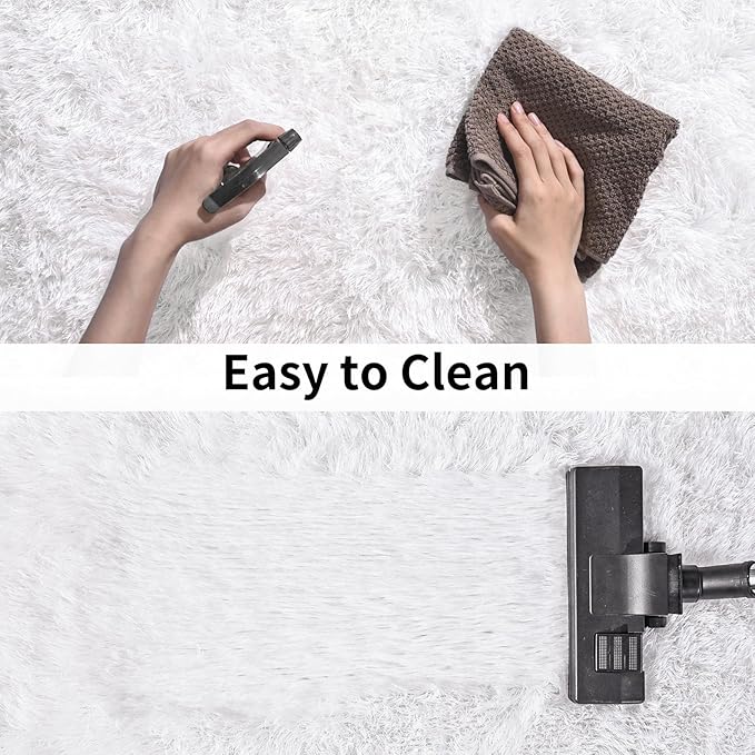 Soft Runner Rugs for Bedroom Hallways New Upgraded Non-Slip Bottom, 2 Packs 2x6 White Fluffy Shag Throw Area Rug for Bedside Dorm, Long Shaggy Furry Carpet for Nursery Living Room