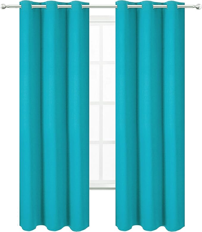LEMOMO Teal Blackout Curtains/42 x 84 Inch/Set of 2 Panels Thermal Room Darkening Living Room Curtains