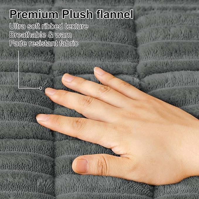 Smiry Couch Cover for Dogs Washable, Non Slip Fuzzy Pet Couch Covers for 3 Cushion Sofa Pet Friendly, Thick Soft Sofa Slipcovers Cushion Protector (Dark Grey, 27.6" x 27.6")