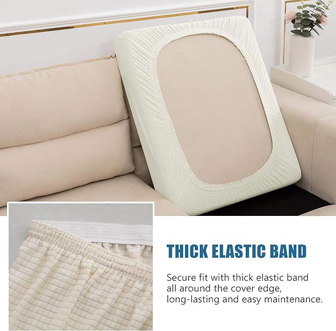 Water Repellent Sofa Seat Cushion Covers Durable Sofa Cushion Cover Spandex Elastic Furniture Protector for Settee Seat for Replacement in Livingroom Large