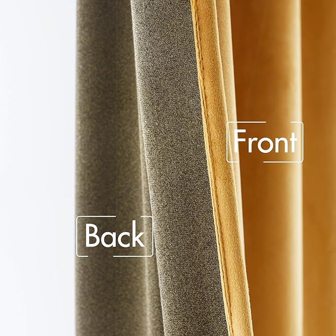 MIULEE Velvet Curtains 108 inches Long 2 Panels - Luxury Blackout Curtains for Bedroom Living Room Thermal Insulated Fall Decor Super Soft Window Drapes Rod Pocket & Back Tab, Mustard Yellow