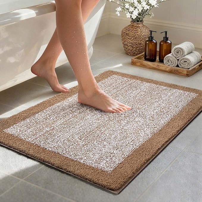Bathroom Rugs 30x20 Non Slip Washable, Coffee Bath Mat for Bathroom Floor Tub, Soft Absorbent Quick Dry Mats for Shower, Bathtub,Home Decor