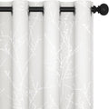 Deconovo Room Darkening Curtains, White Curtain, Thermal Insulated & Noise Reducing Drapes, Silver Branch Pattern, 52 x 95 Inch Long, Grommet Panels for Bedroom Living Room Office Nursery, Set of 2