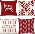 YCOLL Christmas Pillow Covers 16x16 Set of 4, Modern Sofa Throw Pillow Cover for Christmas Decor, Decorative Outdoor Linen Fabric Pillow Case for Couch Bed Car, Red