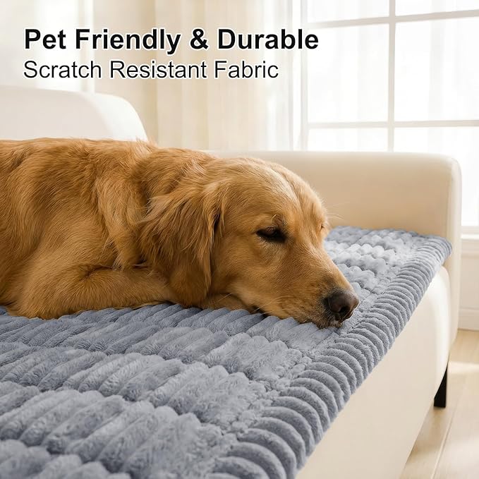 Smiry Couch Cover for Dogs Washable, Non Slip Fuzzy Pet Couch Covers for 3 Cushion Sofa Pet Friendly, Thick Soft Sofa Slipcovers Cushion Protector (Grey, 27.6" x 70.9")