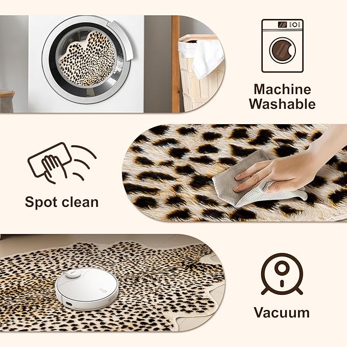 Oversized Cheetah Print Rug, Large Leopard Rug 6.2x8.2 Feet Faux Animal Print Skin Cheetah Area Rug for Bedroom Living Room Animal Fur Hide Rustic Antelope Deer Multicolor