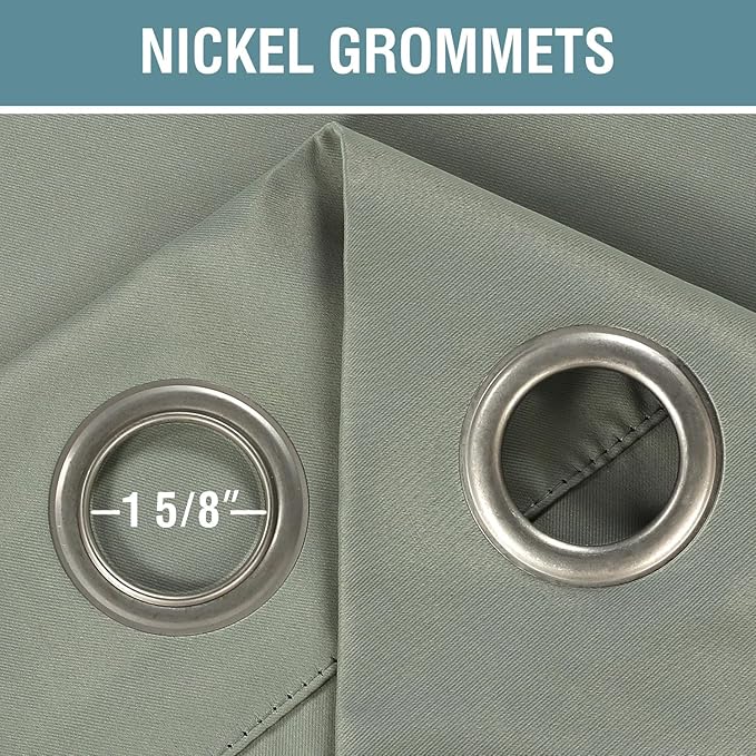 H.VERSAILTEX Sage Green Curtains/Drapes Blackout for Bedroom Room Darkening Thermal Curtains for Living Room Noise Reducing Sound Proof Solid Grommet Curtain (One Panel, Light Sage, 52" W x 90" L)