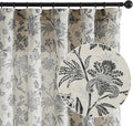 jinchan Linen Floral Curtains for Living Room with Printed Flower 84 Inches Long Light Filtering French Country Back Tab Rod Pocket Black Window Curtain Set Farmhouse Drapes 2 Panels Black