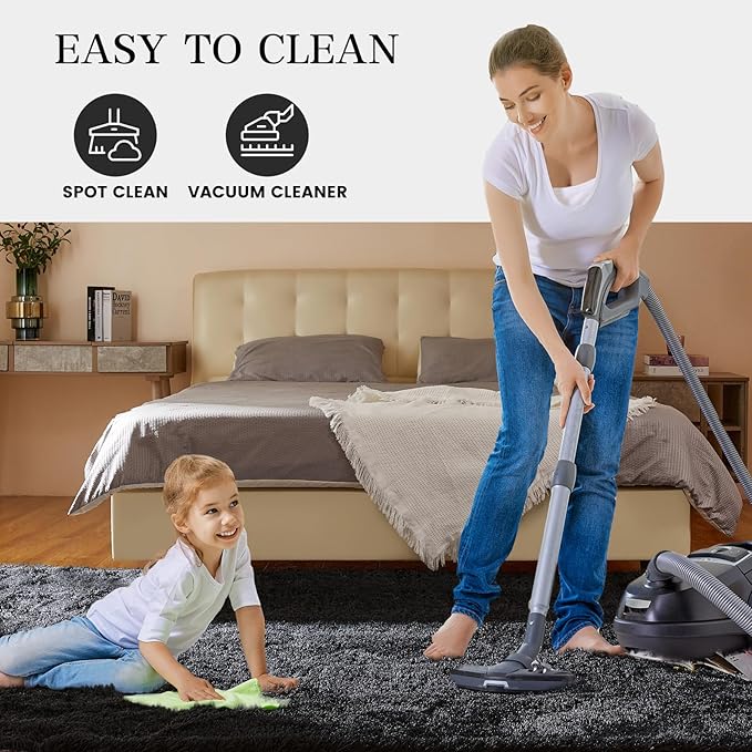 8x10 Feet Large Area Rug, Shag Fluffy Bedroom Carpet, Soft Rugs for Nursery, Furry Rugs for Girls Boys Kids Room, Extra Large Fuzzy Rug, Shag Carpet, Black
