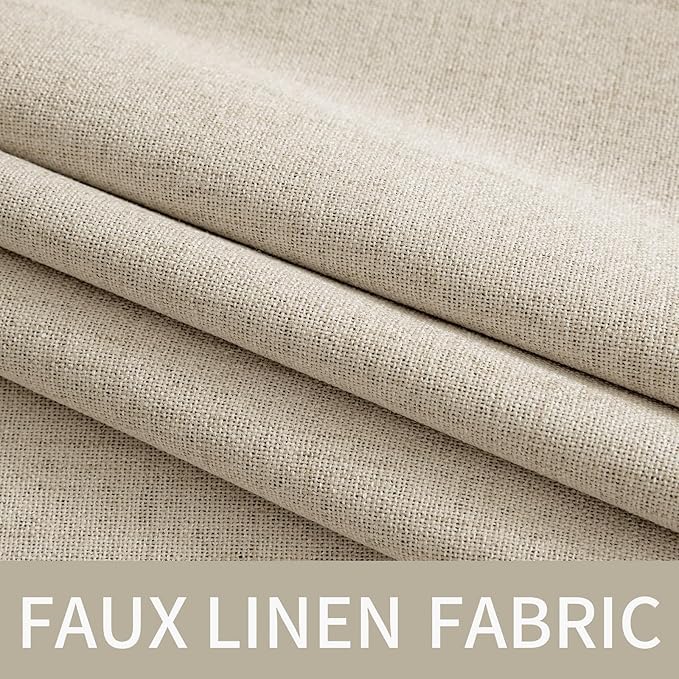 MIULEE 100% Blackout Linen Curtains for Bedroom Thermal Insulated Stone Grommet Room Darkening Curtains & Drapes Fall Decor for Living Room Nursery 52 x 108 Inch (2 Panels)