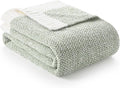 Snuggle Sac Heather Sage Green Blanket for Couch, Reversible Super Soft Knitted Blankets Warm Cozy Fuzzy Plush Throw Blankets for Sofa, Bed, Camping, Sage Green, 60x80 inches