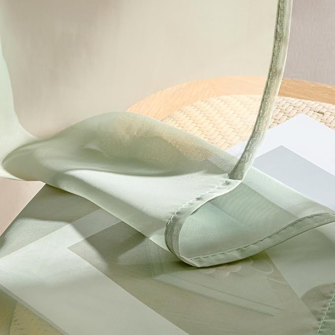 MIULEE Sage Green Sheer Curtains 84 Inches Long, 4 Panels Set, Light Filtering Rod Pocket Voile Drapes Window Treatments, Semi Transparent Airy Fabric for Bedroom and Living Room, 42 x 84 Inches