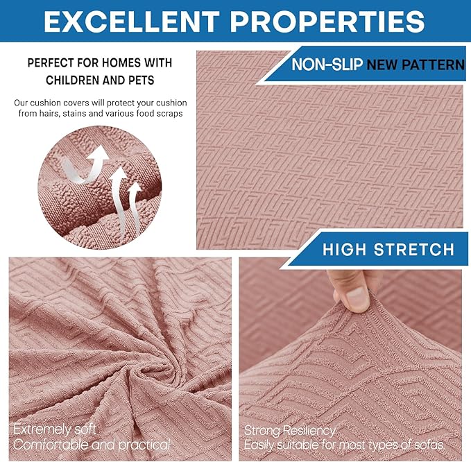 XINEAGE New 2 Pieces Chair Covers with Arms Super Stretch Chair Slipcover for Living Room Pet Dog Universal Slip Cover Anti Slip Armchair Furniture Protector (Dusty Pink), 31"-46"(1 Cushion)