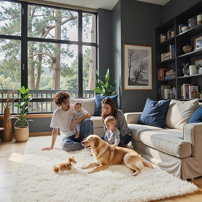 Small Rugs for Bedroom 2x3 Rug, Soft Area Rug for Living Room Dorm, Non Slip Shag Rugs for Girls Boys Bedroom, Soft Kids Carpet, Modern Home Decor Aesthetic(Cream, 2 x 3)