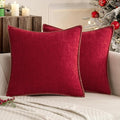 MIULEE Pack of 2 Christmas Pillow Covers 20x20 Inch Red Farmhouse Decorative Throw Pillow Covers with Stitched Edge Soft Chenille Solid Dyed Couch Pillow Covers for Sofa Bed Living Room