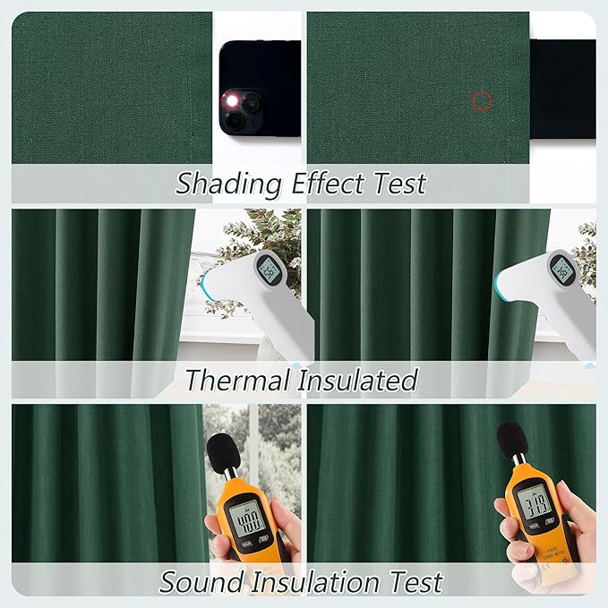 Guken 100% Blackout Curtains 120 Inch Length 2 Panels Set for Living Room Bedroom Back Tab Thermal Insulated Black Out Linen Drapes Room Darkening Window Curtains 52 Inches Width