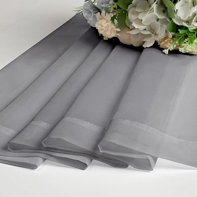 OWENIE Short Sheer Curtains 30 Inches 2 Panels Set, Kitchen Tiers Light Filtering Rod Pocket Cafe Curtains for Bathroom Small Half Window, 42 in W x 30 in L, Grey