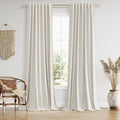 Guken Boho 100% Blackout Curtains 108 Inch Long for Living Room Bedroom Back Tab Thermal Insulated Noise Reducing Black Out Linen Drapes Room Darkening Window Curtain 2 Panels Set, 9 FT