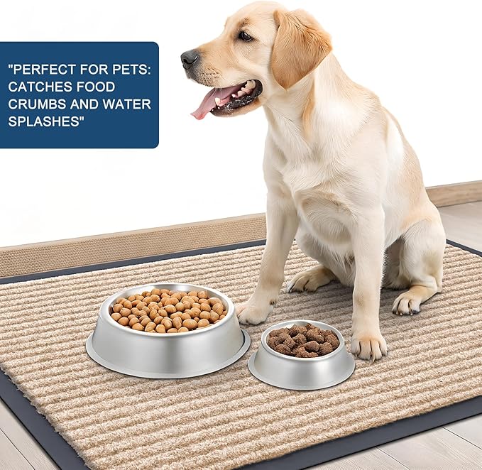 OLANLY Front Door Mat Indoor Outdoor Entrance, Waterproof Heavy Duty Doormat, Fade Resistant, Low Profile, Easy Clean Patio Porch Welcome Floor Mats for Entry, 47x17, Beige