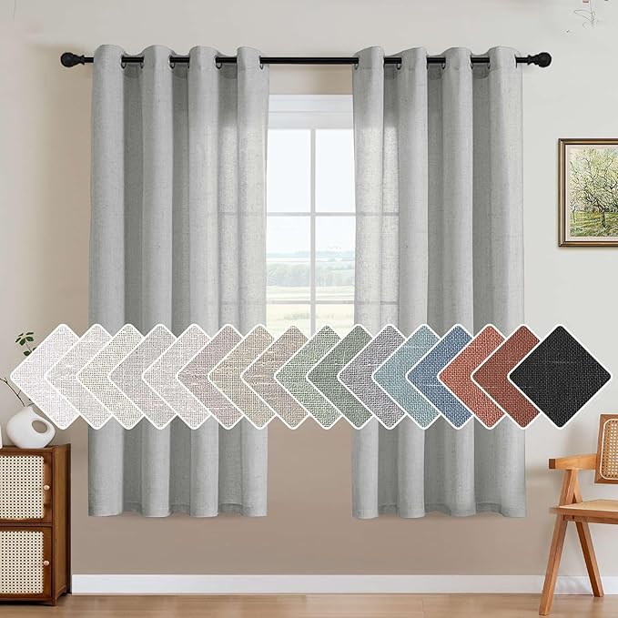 H.VERSAILTEX Living Room Linen Curtains Home Decorative Nickel Grommet Curtains Privacy Added Energy Saving Light Filtering Window Treatments Draperies for Bedroom, Dove, 2 Panels, 52 x 72 - Inch