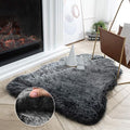 Ashler HOME DECO Soft Fox Faux Fur Chair Couch Cover Area Rug for Bedroom Floor Sofa Living Room Black White 2 x 2.8 ft