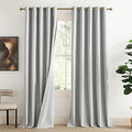 NICETOWN Grey Long Linen Full Shade Panels, 62" Wide x 95" Long, Pair of Thermal Insulated & Energy Efficiency Blackout Curtains for Living Room Windows, Lined Silky Performance Window Dressing