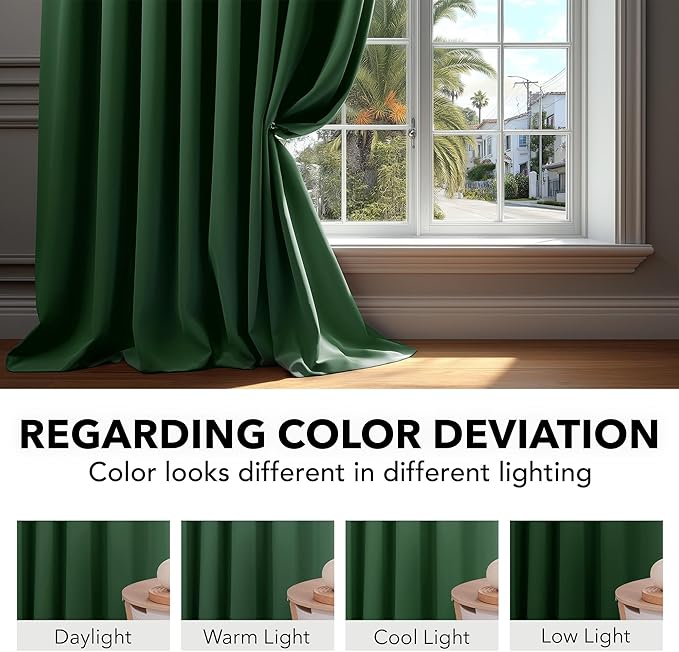Deconovo Short Blackout Curtains for Small Windows Thermal Insulated Rod Pocket and Back Tab Curtains 42Wx45L Inch Dark Forest 2 Panels