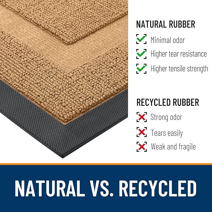 OLANLY Front Door Mat Indoor Outdoor Entrance, Waterproof All-Season, All-Weather Doormat, Sturdy Natural Rubber, Low Profile, Easy Clean Patio Porch Entryway Mat, 47x23, Butter Yellow
