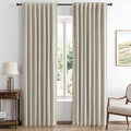 MIULEE 100% Blackout Linen Curtains for Bedroom, Stone Solid Luxury Decor Thermal Insulation Room Darkening Drapes for Living Room Nursery Back Tab Rod Pocket 42 x 63 Inches, 2 Panels