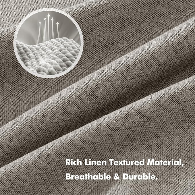 MIULEE 100% Blackout Linen Curtains for Bedroom, Greige Solid Luxury Decor Thermal Insulation Room Darkening Drapes for Living Room Nursery Back Tab Rod Pocket 42 x 63 Inches, 2 Panels