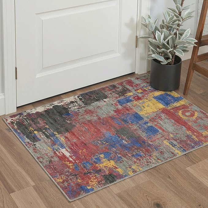 BEIMO Area Rugs 5x7 for Living Room Bedroom, Modern Abstract Machine Washable Rug, Large Soft Low Pile Floor Carpet with Non Slip Backing for Dining Room, Vivid Mix