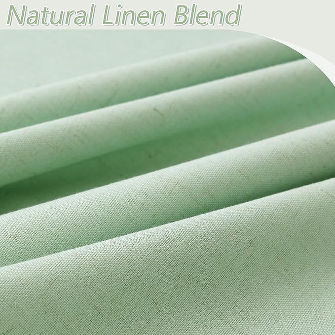 Guken Aqua Green 100% Blackout Linen Curtains 80 Inch Length 2 Panels Set for Living Room Bedroom Back Tab Rod Pocket Thermal Insulated Black Out Drapes Room Darkening Window Curtains 80 Inches Long
