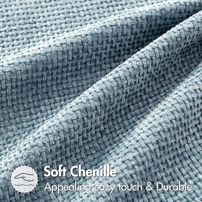 MIULEE Pack of 2 Couch Throw Pillow Covers 20x20 Inch Coastal Light Blue Modern Boho Accent Decorative Pillow Covers Soft Chenille Farmhouse Cushion Covers for Home Decor Bed Sofa Living Room