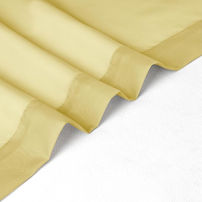 Chyhomenyc Mustard Yellow Short Sheer Curtains 30 inch Length, Light Filtering Half Window Curtians for Kitchen, Elegant Small Curtain for Basement Bathroom Cabinet, 42Wx30L inches, 2 Panels